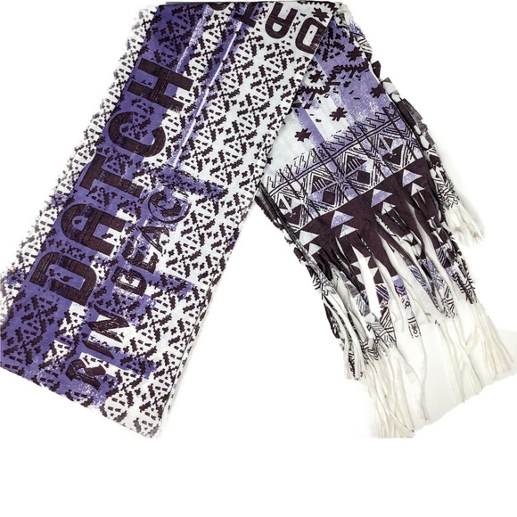 Datch Cotton Oblong Scarf With Fringe, Lilac